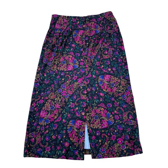 Vintage Briggs New York Women Floral Skirt Sz 16 Midi Boho Office Work Clothes - Picture 2 of 5